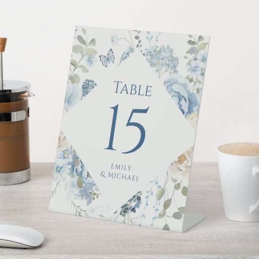 ロマンチックな埃っぽいブルーウォーターの色結婚フローラ 台座サイン (インサイチュ)