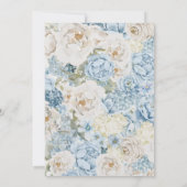 ロマンチックな埃っぽいブルーウォーターの色結婚フローラ 招待状 (裏面)