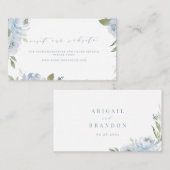 ロマンチックな埃っぽいブルーフローラWebサイト挿入カード プレイスカード (正面/裏面)