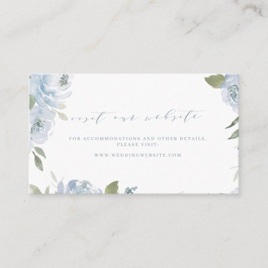ロマンチックな埃っぽいブルーフローラWebサイト挿入カード プレイスカード (正面)
