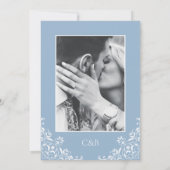 ロマンチックな埃っぽいブルーヴィンテージウェディング 招待状 (裏面)