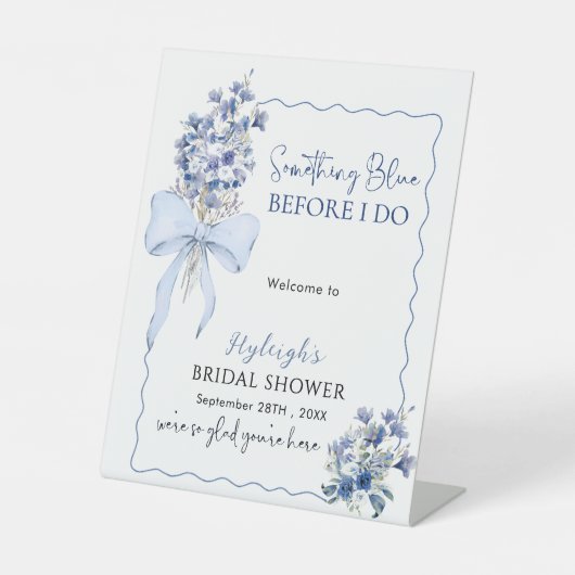 ロマンチックな埃っぽいブルー私はブライダルシャワー 台座サイン (正面)