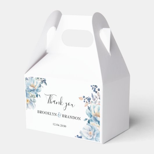 ロマンチックな埃っぽい青い花ありがとう結婚。 フェイバーボックス (裏面サイド)