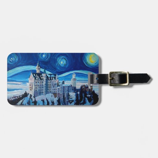 ロマンチックな城ゴッホとの星明かりの夜はインスパイア ラゲッジタグ (正面横)