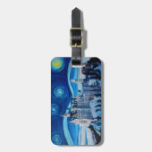 ロマンチックな城ゴッホとの星明かりの夜はインスパイア ラゲッジタグ (正面縦)