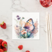 ロマンチックな夏の花と蝶 スタンダードカクテルナプキン (インサイチュ)