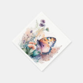 ロマンチックな夏の花と蝶 スタンダードカクテルナプキン (角)