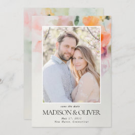 ロマンチックな夏の花QRコードフォト結婚ズ セーブザデート