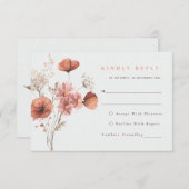 ロマンチックな夏の草花ウェディングRSVPカード エンクロージャーカード (正面/裏面)