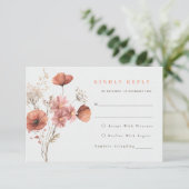 ロマンチックな夏の草花ウェディングRSVPカード エンクロージャーカード (スタンド正面)