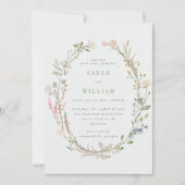 ロマンチックな夏結婚の草地 招待状 (正面)