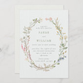 ロマンチックな夏結婚の草地 招待状 (正面/裏面)