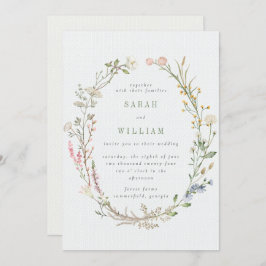 ロマンチックな夏結婚の草地 招待状