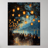 ロマンチックな夕べバイザレイクインプレッションスタイル ポスター (正面)