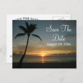 ロマンチックな夕日のカードを結婚保存 案内ポストカード (正面/裏面)