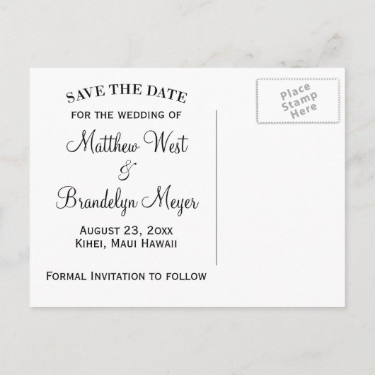 ロマンチックな夕日のカードを結婚保存 案内ポストカード (裏面)