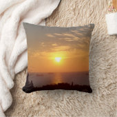 ロマンチックな夕日の自然写真 クッション (ブランケット)