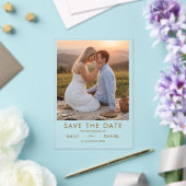 ロマンチックな夕日写真の結婚予定日カード アクリル招待状 (インサイチュ (ウェディング))