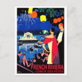 ロマンチックな夜にフランスのリビエラ、ヴィンテージ旅行 ポストカード (正面)