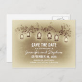 ロマンチックな夜のライトランタンは日付を保存 案内ポストカード (正面/裏面)