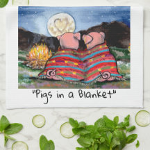 ロマンチックな夜の月の毛布に豚が芸術を披露