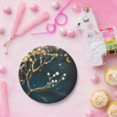 ロマンチックな夜の木のライト 星空のウェディング ペーパープレート (パーティー)