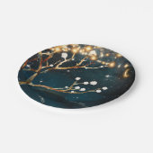 ロマンチックな夜の木のライト 星空のウェディング ペーパープレート (アングル)