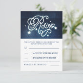 ロマンチックな夜の空の星の結婚式RSVPカード 出欠カード (スタンド正面)