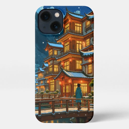 ロマンチックな夜日本のの旅館 – iPhone Case iPhoneケース (裏面)