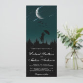 ロマンチックな夜空、月 & 流れ星の結婚式 招待状 (スタンド正面)