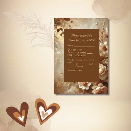 ロマンチックな夢のフローラ結婚ズ 出欠カード