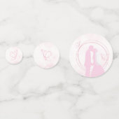 ロマンチックな夢結婚のようなピンクのカップルのテーブル紙吹雪 コンフェッティ (正面)