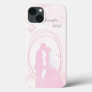 ロマンチックな夢結婚のピンクのカップル iPhone 13ケース