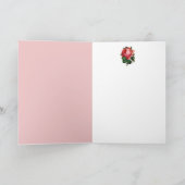 ロマンチックな天使がピンクのバラと花を集めている シーズンカード (内部)