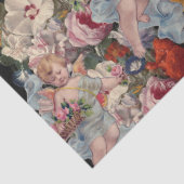ロマンチックな天使がピンクのバラと花を集めている 薄葉紙 (詳細)