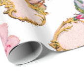 ロマンチックな天使がピンクのバラを集める ラッピングペーパー (ロールコーナー)