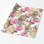 ロマンチックな天使ピンクのバラ、イースターエッグを集める ラッピングペーパー (アンロールド)