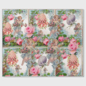 ロマンチックな天使ピンクのバラ、イースターエッグを集める ラッピングペーパー (フラット)