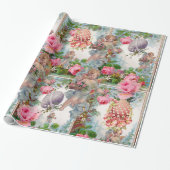 ロマンチックな天使ピンクのバラ、イースターエッグを集める ラッピングペーパー (アンロールド)