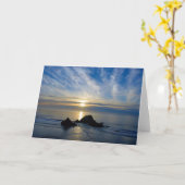 ロマンチックな太平洋海夕日 カード (黄色い花)