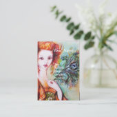 ロマンチックな女きらめく性，孔雀の羽ホワイト 名刺 (スタンド正面)