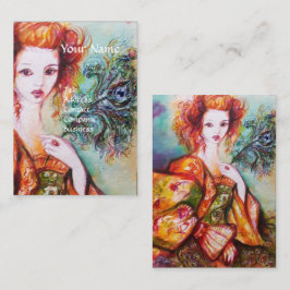 ロマンチックな女きらめく性，孔雀の羽ホワイト 名刺