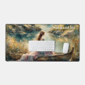 ロマンチックな女の子をボートに。カスタマイズ デスクマット (キーボード&マウス)