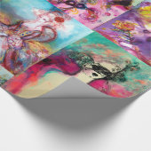 ロマンチックな女性と仮装顔 ラッピングペーパー (角)