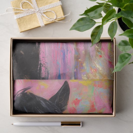 ロマンチックな女性のカーボーイ&ブラックホースデクページ 薄葉紙 (ギフト)