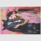 ロマンチックな女性のカーボーイ&ブラックホースデクページ 薄葉紙 (正面)