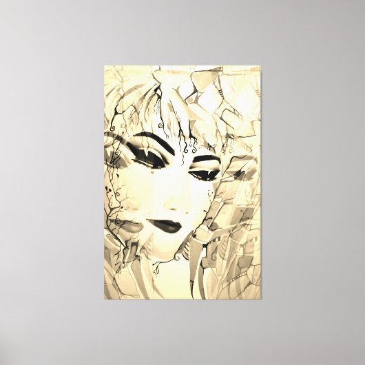 ロマンチックな女性シルエットウォーター絵画カラー キャンバスプリント (正面)