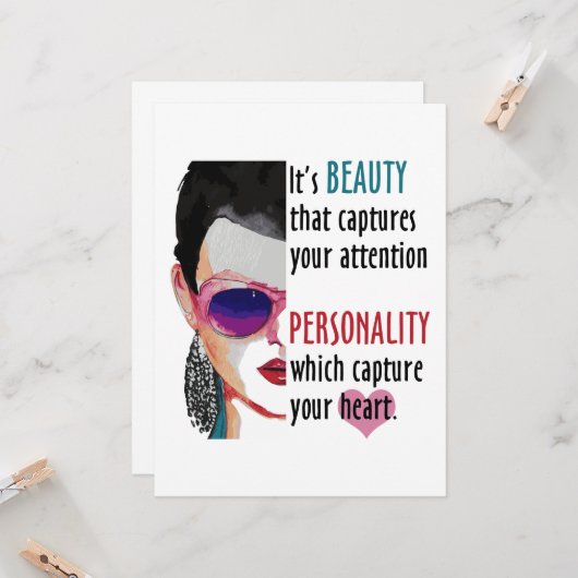 ロマンチックな女性美しいことわざグリーティングカード成功 カード (正面/裏面インサイチュ)