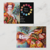 ロマンチックな女性美しいメイクアップアーティストカラーパレット 名刺 (正面/裏面)