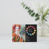 ロマンチックな女性美しいメイクアップアーティストカラーパレット 名刺 (スタンド正面)